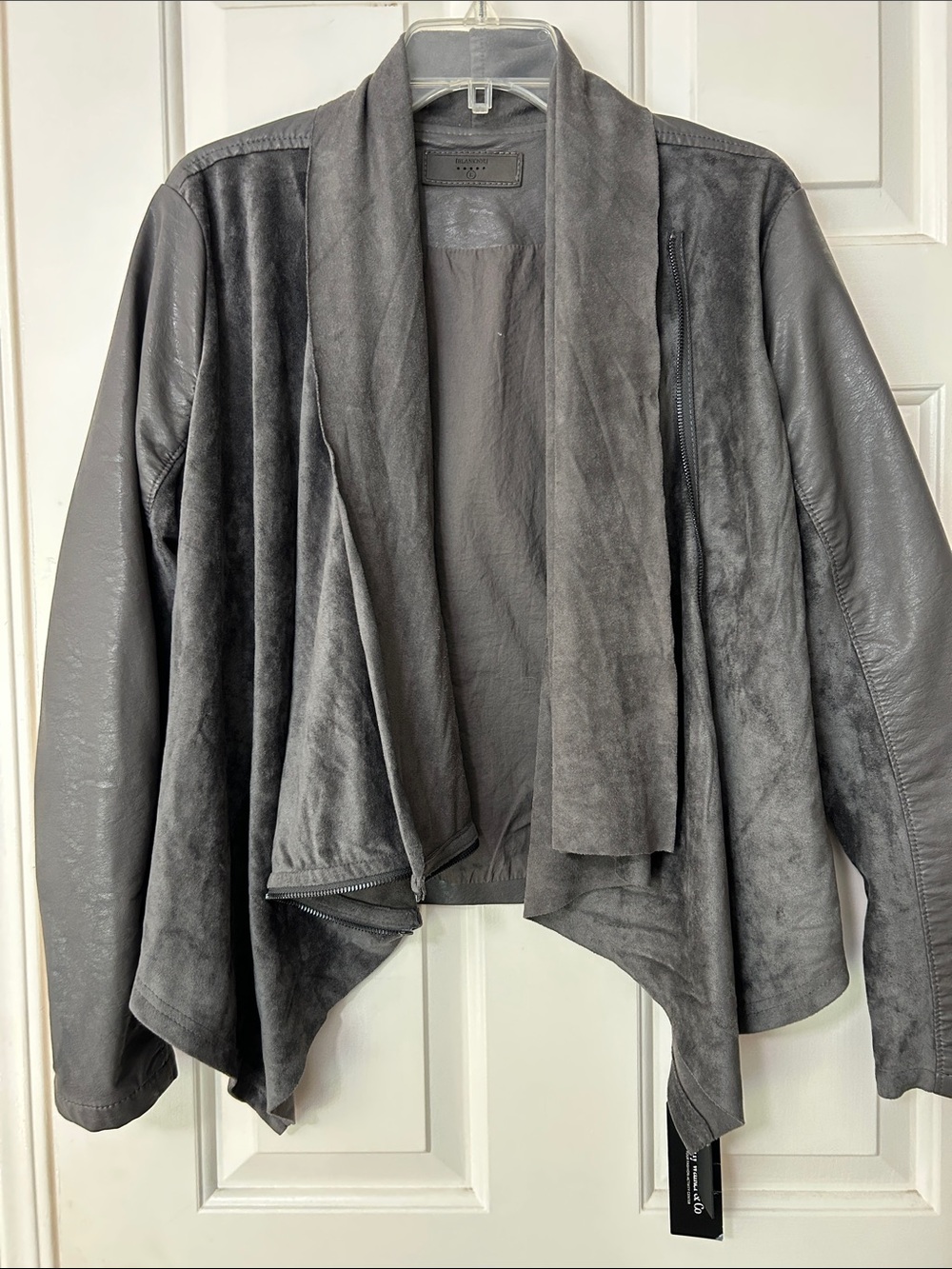 Blank NYC Faux Suede and Faux Leather Jacket Size L Gray